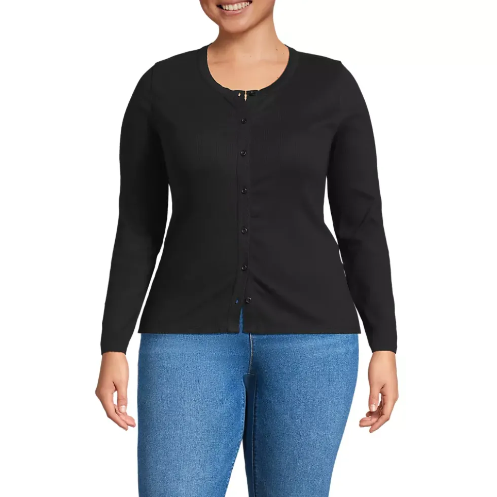 Women's Long Sleeve Micro Rib Button Through Cardigan