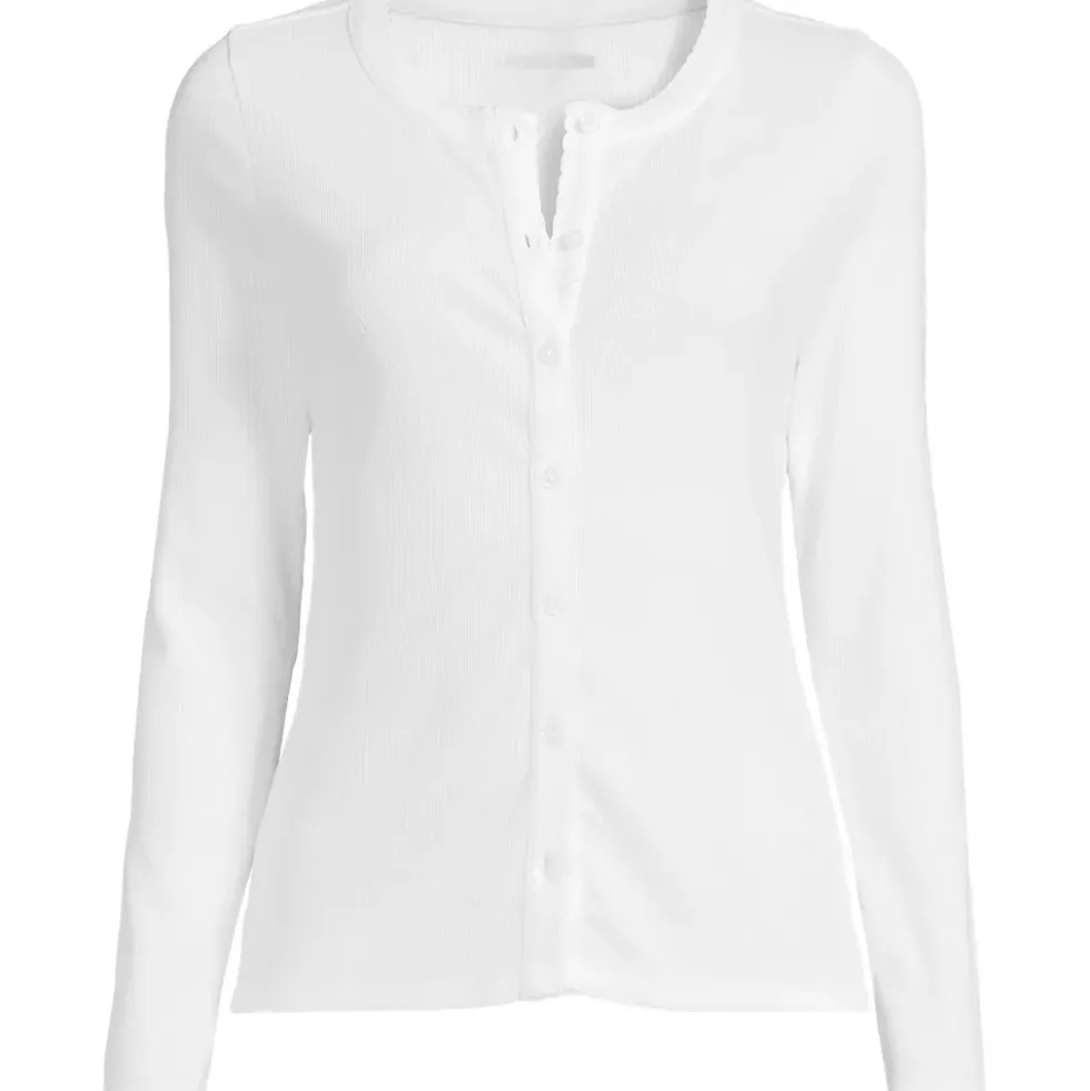 Women's Long Sleeve Micro Rib Button Through Cardigan