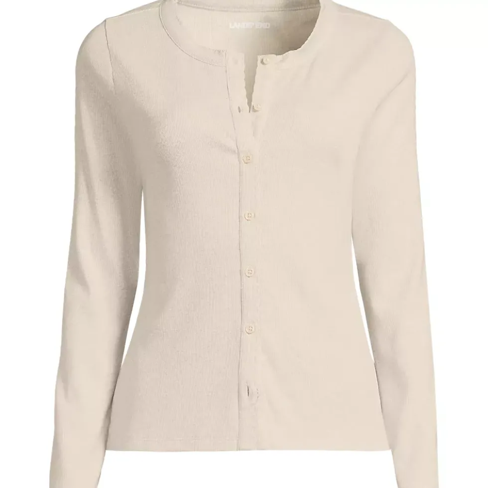 Women's Long Sleeve Micro Rib Button Through Cardigan