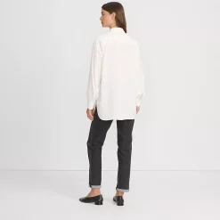 Women's Long Sleeve Oversized Satin Buttondown Tunic