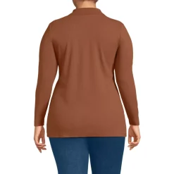 Women's Long Sleeve Polished Rib Button Through Tunic Shirt