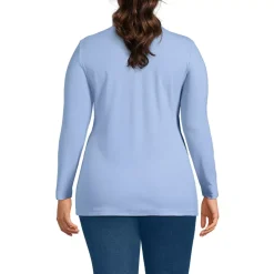 Women's Long Sleeve Polished Rib Button Through Tunic Shirt