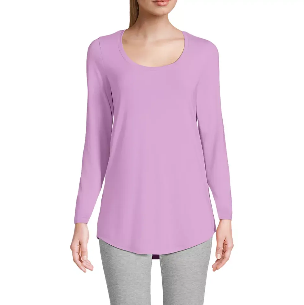 Women's Long Sleeve Power Performance Scoop Neck Curved Hem Tunic Tee