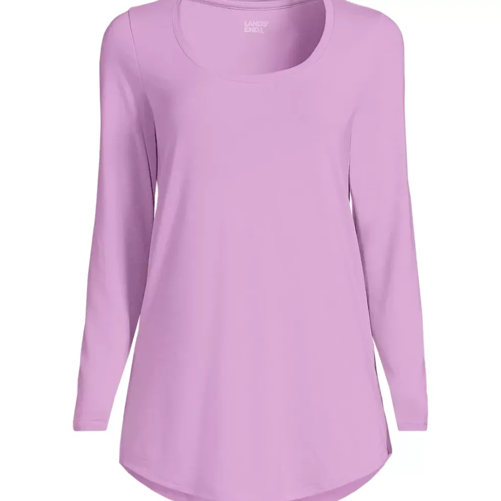 Women's Long Sleeve Power Performance Scoop Neck Curved Hem Tunic Tee