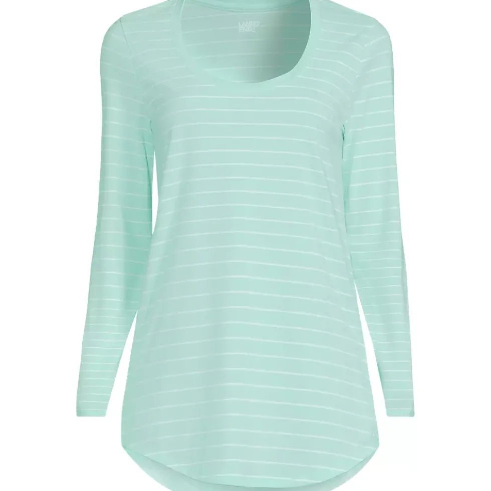 Women's Long Sleeve Power Performance Scoop Neck Curved Hem Tunic Tee