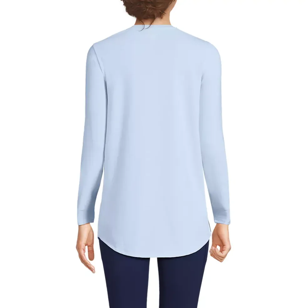 Women's Long Sleeve Power Performance Scoop Neck Curved Hem Tunic Tee