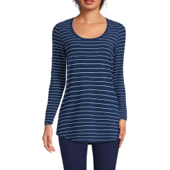 Women's Long Sleeve Power Performance Scoop Neck Curved Hem Tunic Tee