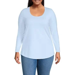 Women's Long Sleeve Power Performance Scoop Neck Curved Hem Tunic Tee