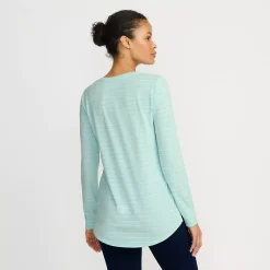 Women's Long Sleeve Power Performance Scoop Neck Curved Hem Tunic Tee