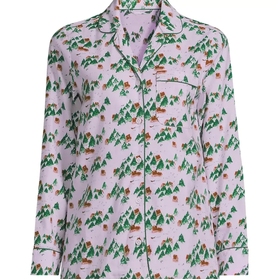 Women's Long Sleeve Print Flannel Pajama Top
