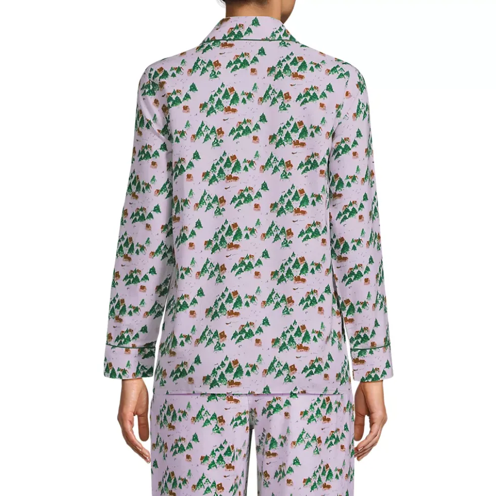 Women's Long Sleeve Print Flannel Pajama Top
