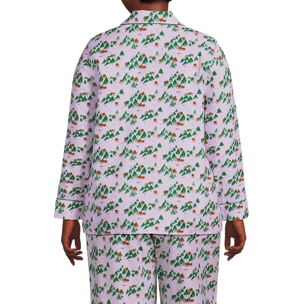 Women's Long Sleeve Print Flannel Pajama Top