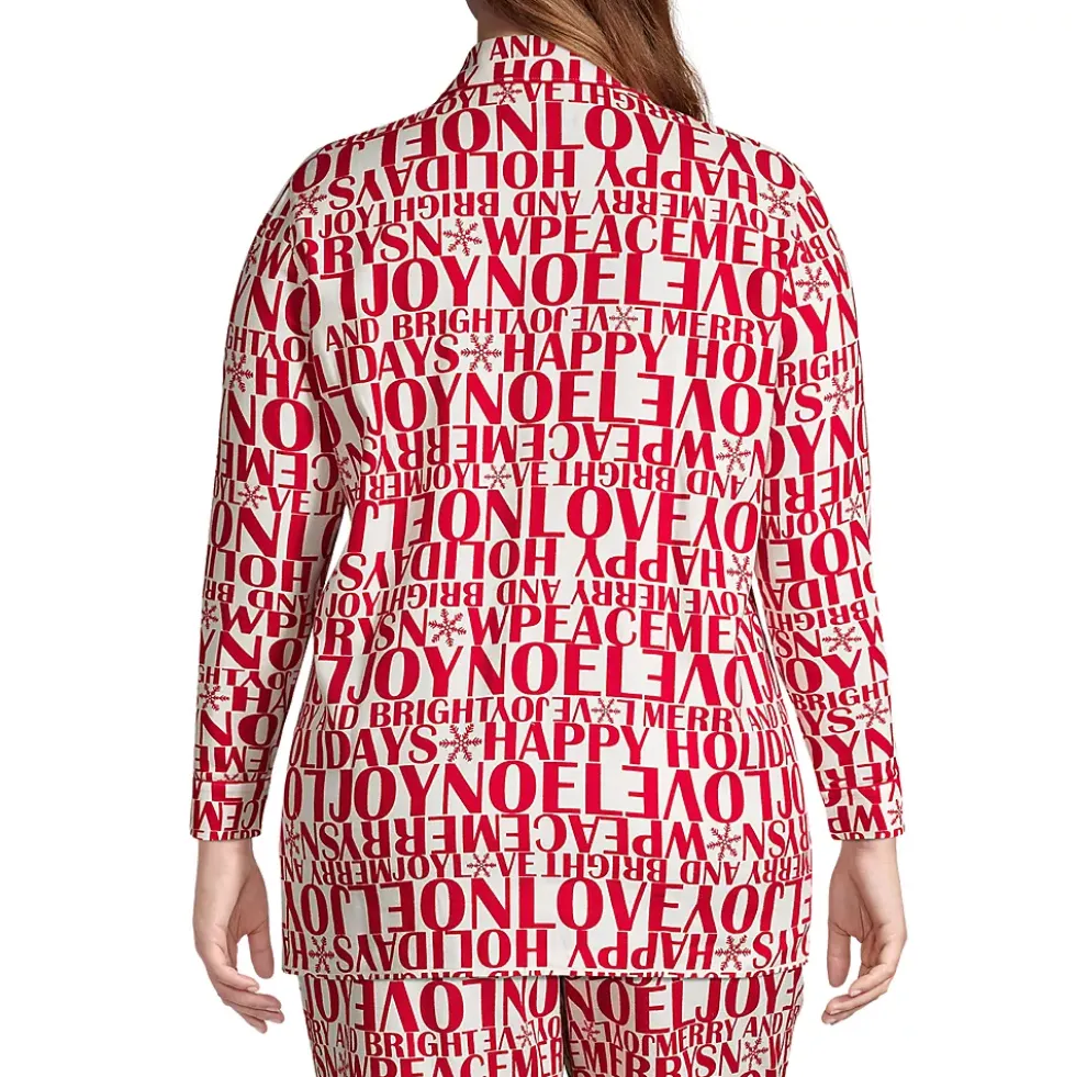 Women's Long Sleeve Print Flannel Pajama Top