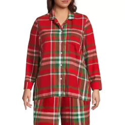 Women's Long Sleeve Print Flannel Pajama Top