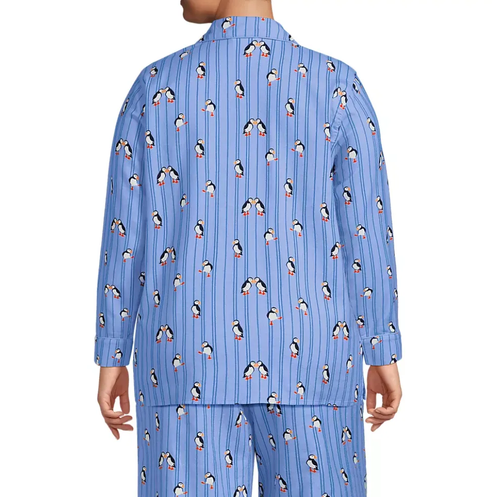 Women's Long Sleeve Print Flannel Pajama Top