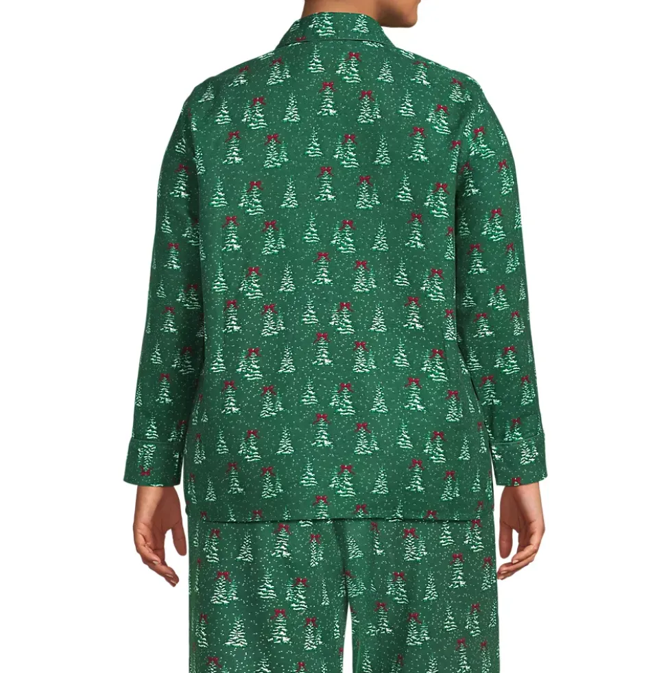 Women's Long Sleeve Print Flannel Pajama Top