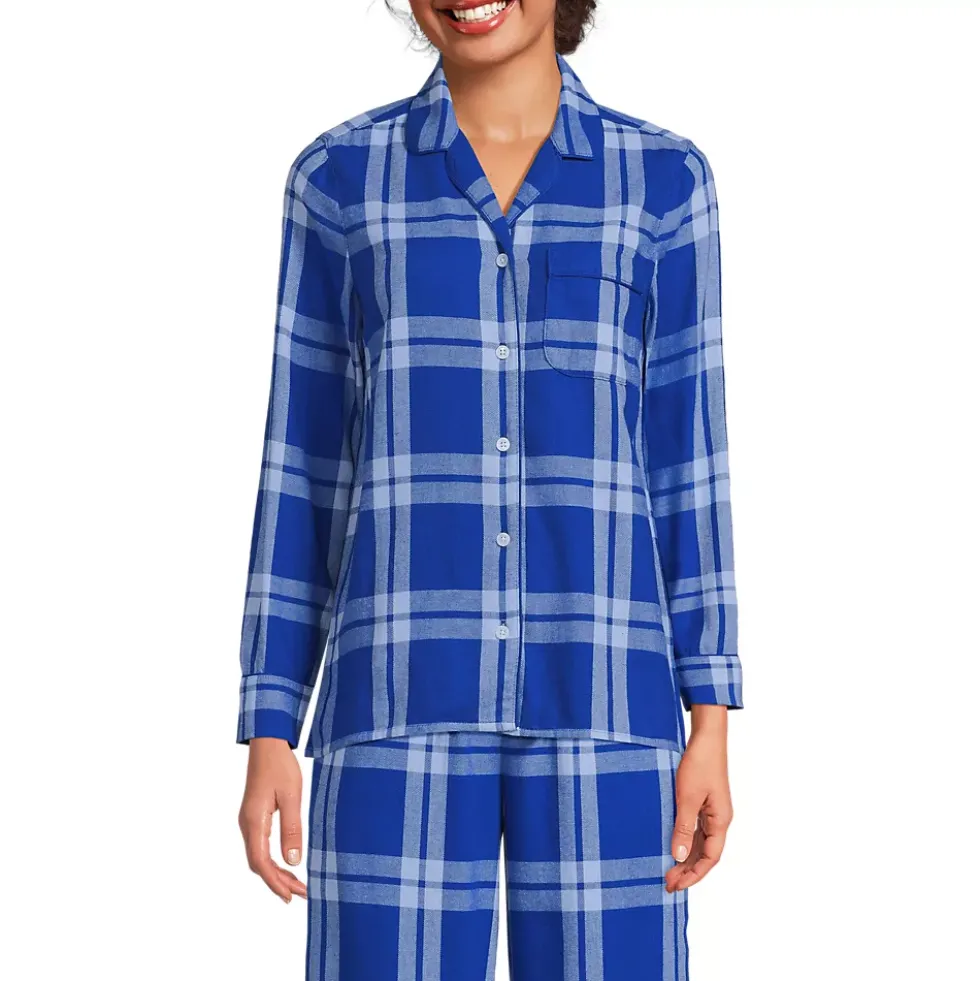 Women's Long Sleeve Print Flannel Pajama Top