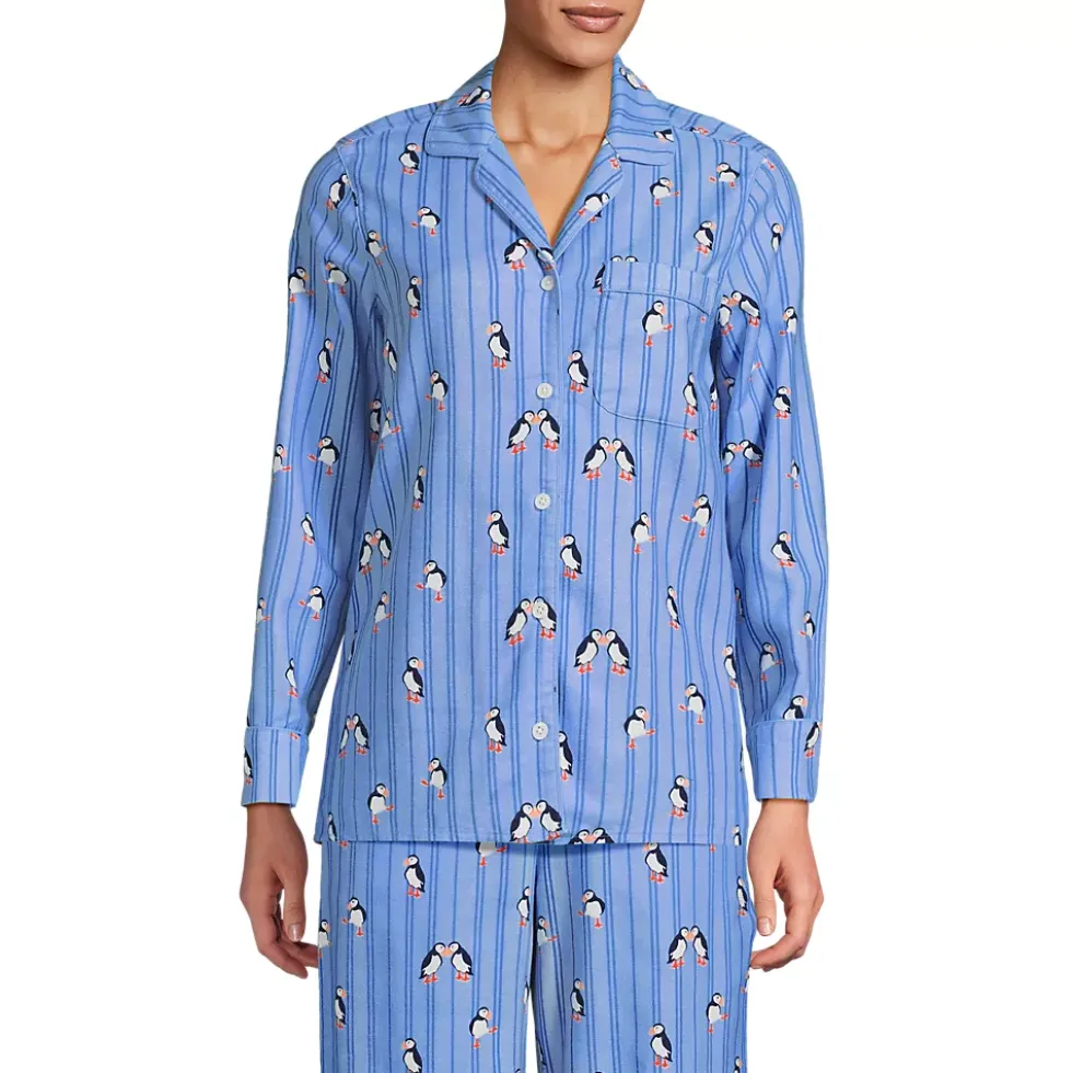 Women's Long Sleeve Print Flannel Pajama Top
