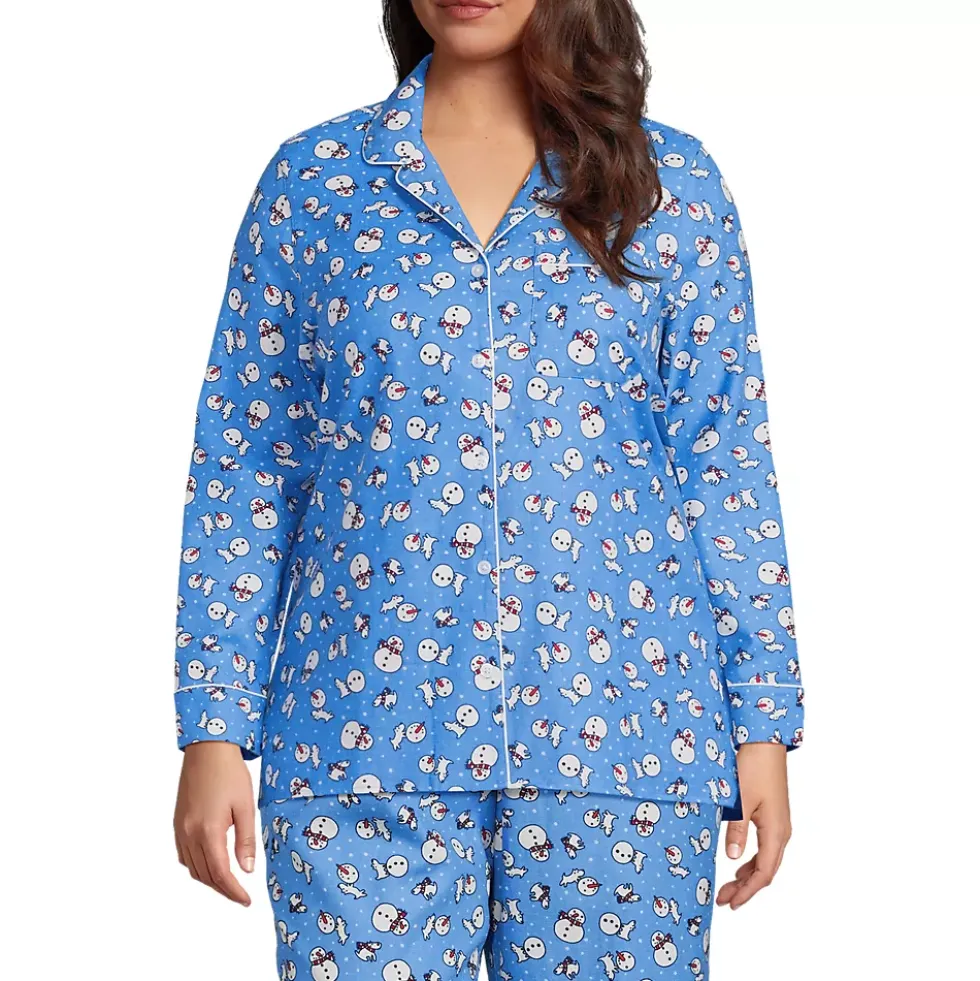 Women's Long Sleeve Print Flannel Pajama Top
