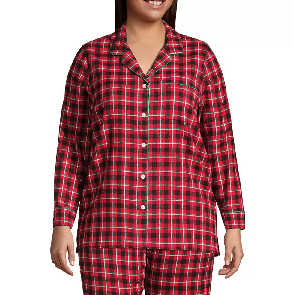 Women's Long Sleeve Print Flannel Pajama Top