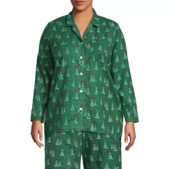 Women's Long Sleeve Print Flannel Pajama Top