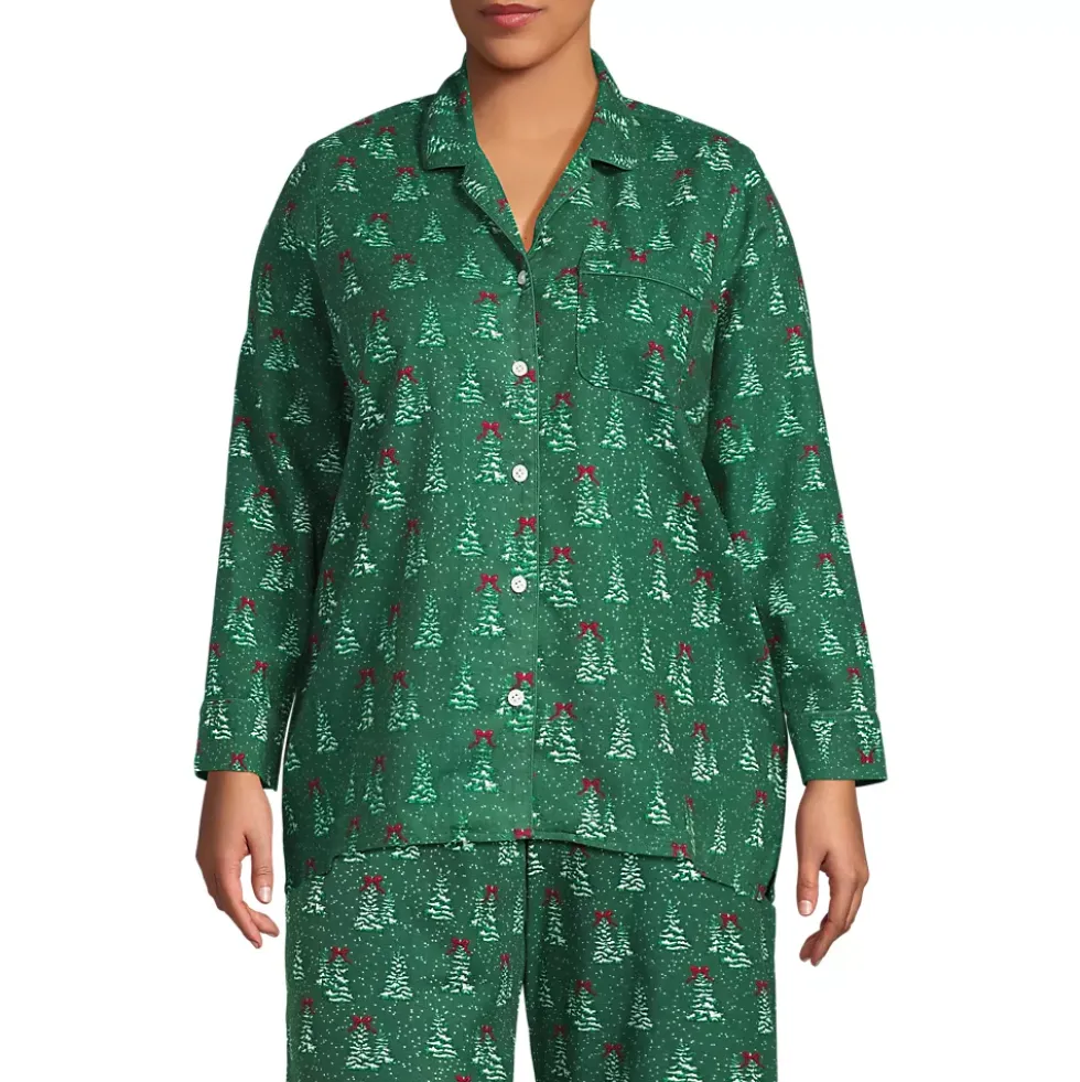Women's Long Sleeve Print Flannel Pajama Top