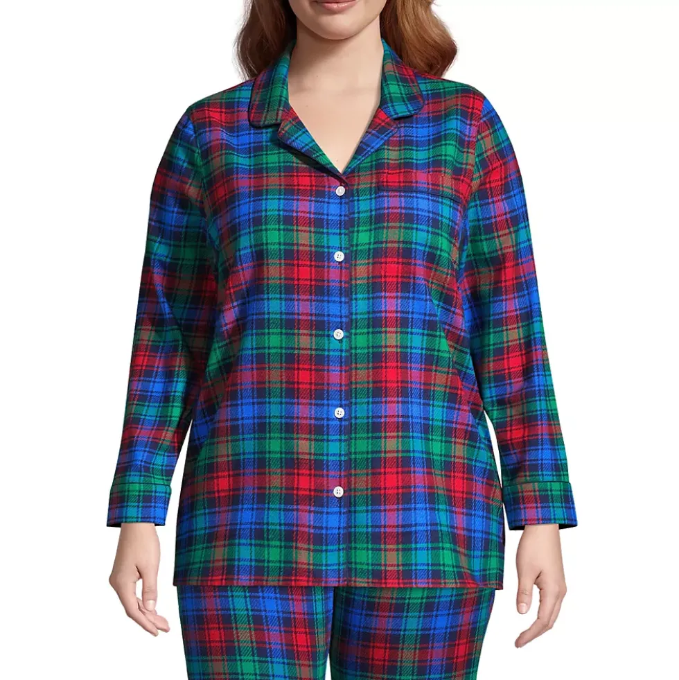 Women's Long Sleeve Print Flannel Pajama Top
