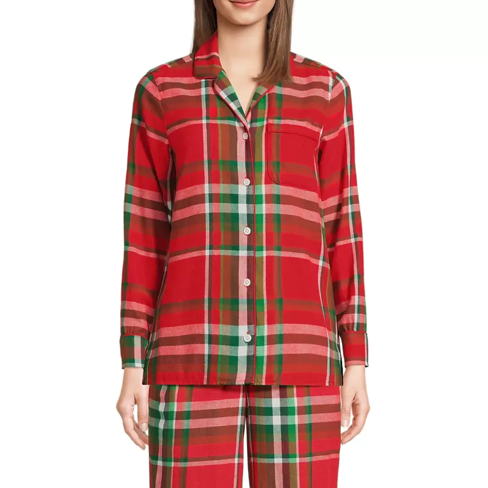 Women's Long Sleeve Print Flannel Pajama Top