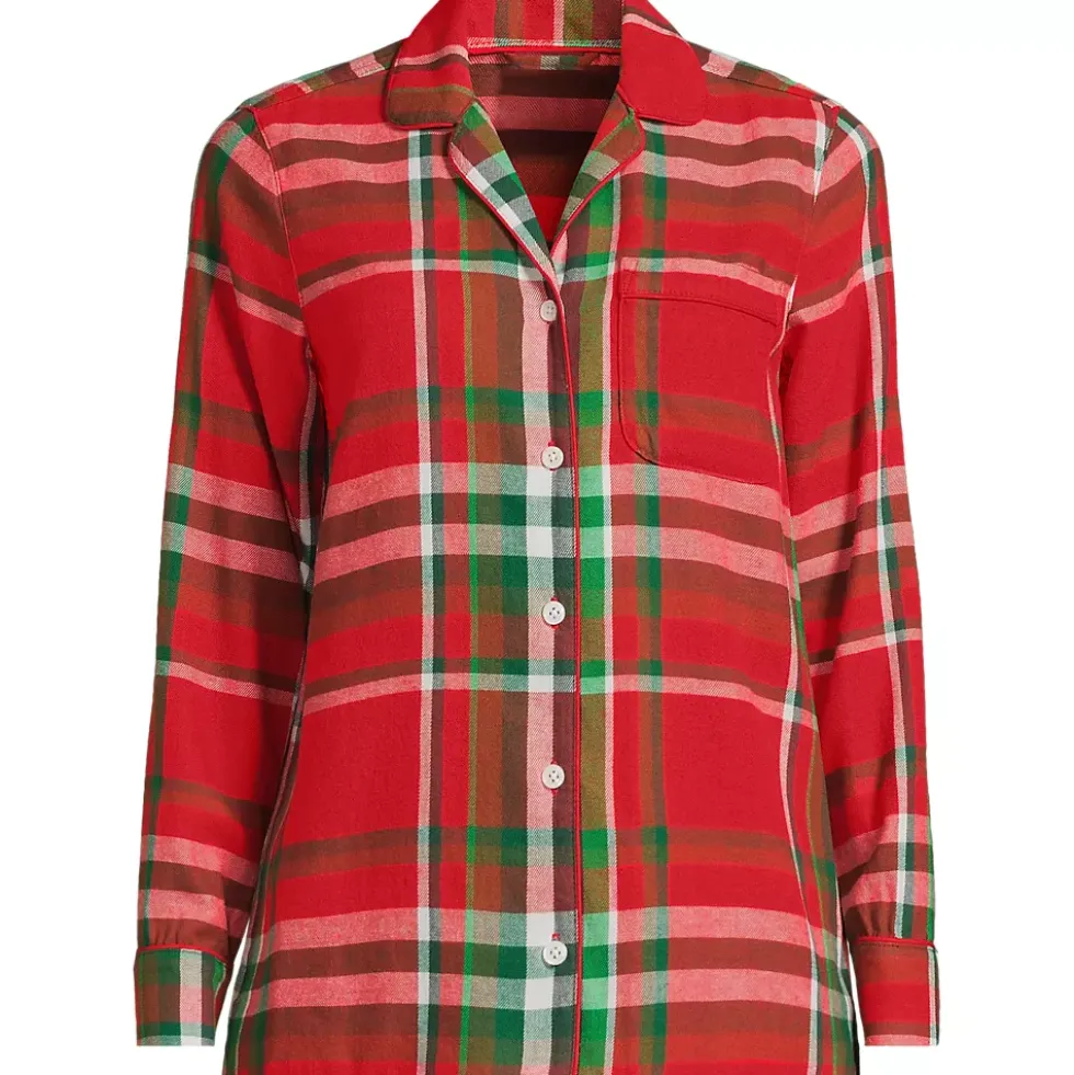 Women's Long Sleeve Print Flannel Pajama Top