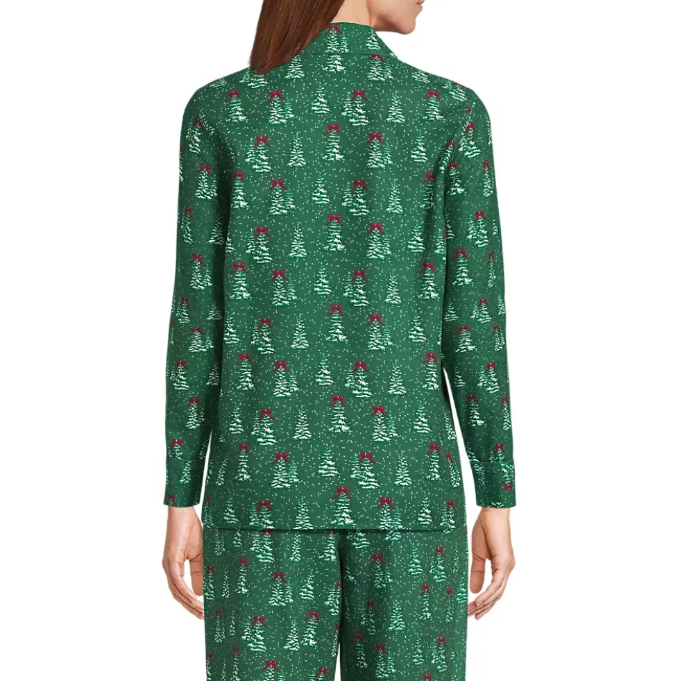 Women's Long Sleeve Print Flannel Pajama Top