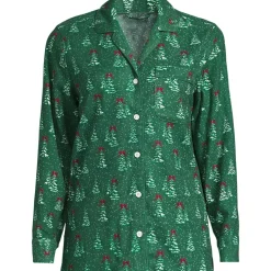 Women's Long Sleeve Print Flannel Pajama Top