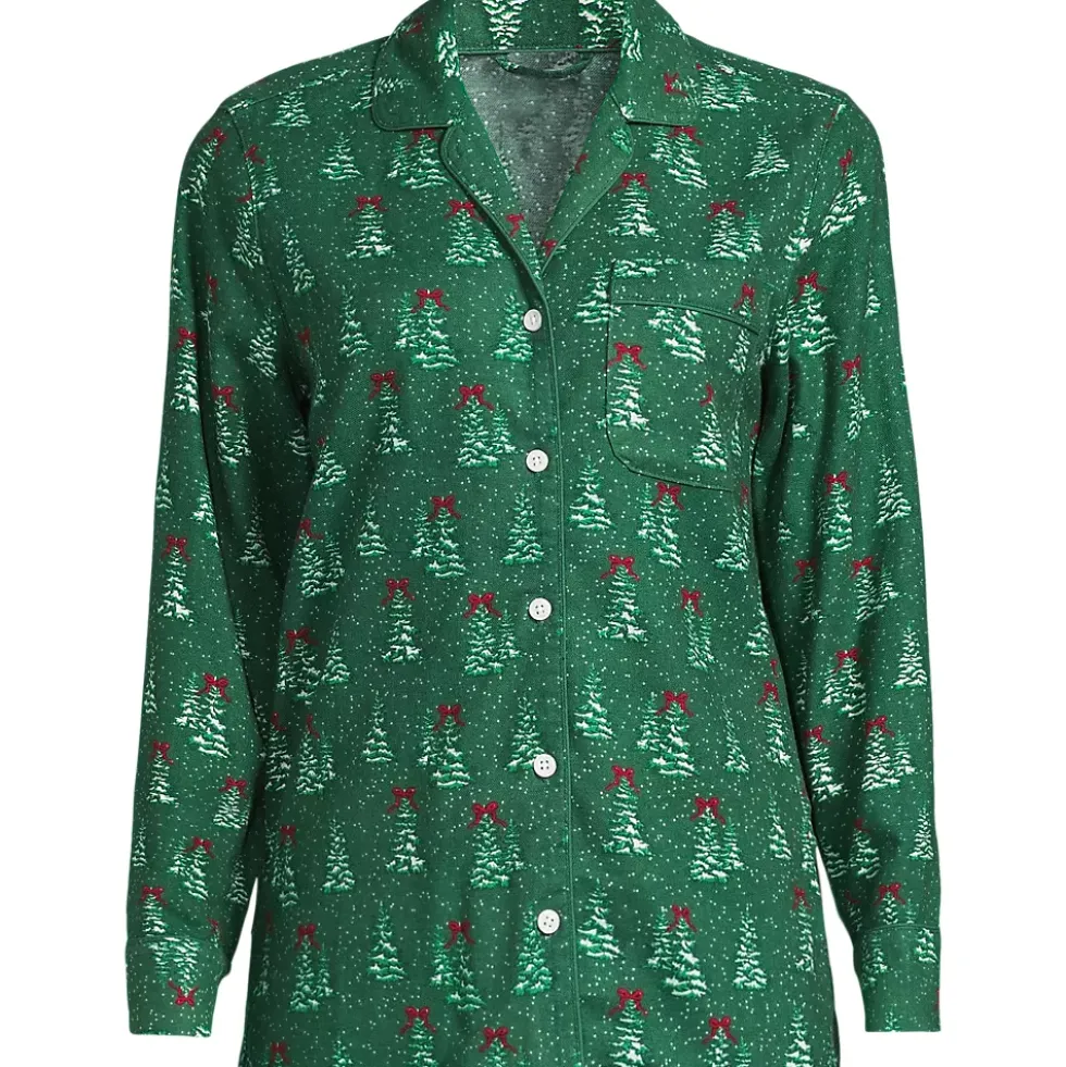 Women's Long Sleeve Print Flannel Pajama Top