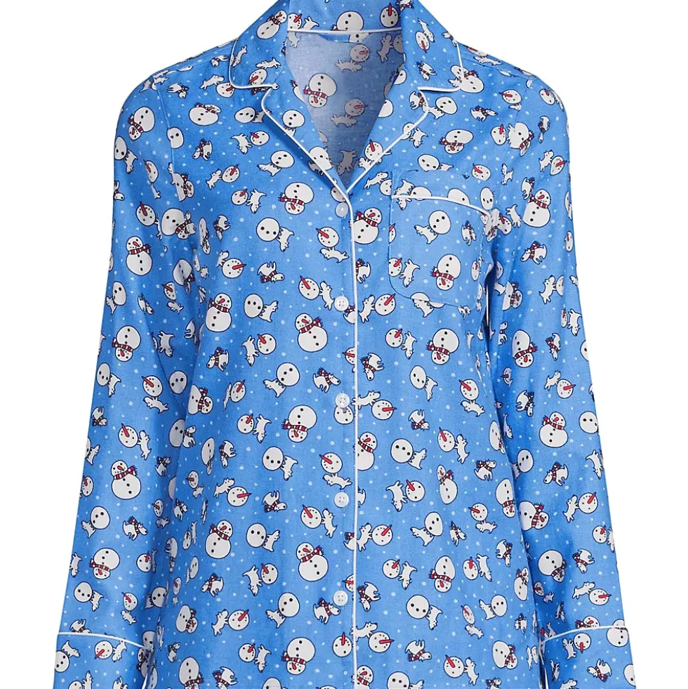 Women's Long Sleeve Print Flannel Pajama Top