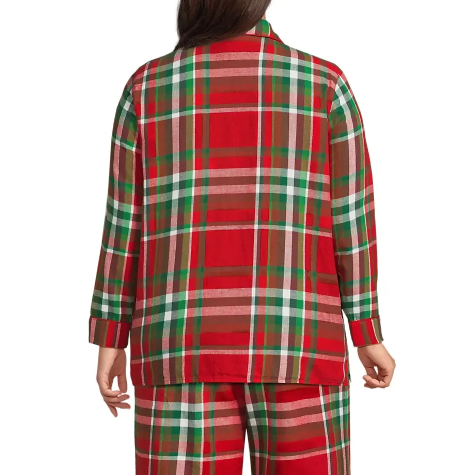 Women's Long Sleeve Print Flannel Pajama Top