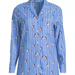Women's Long Sleeve Print Flannel Pajama Top