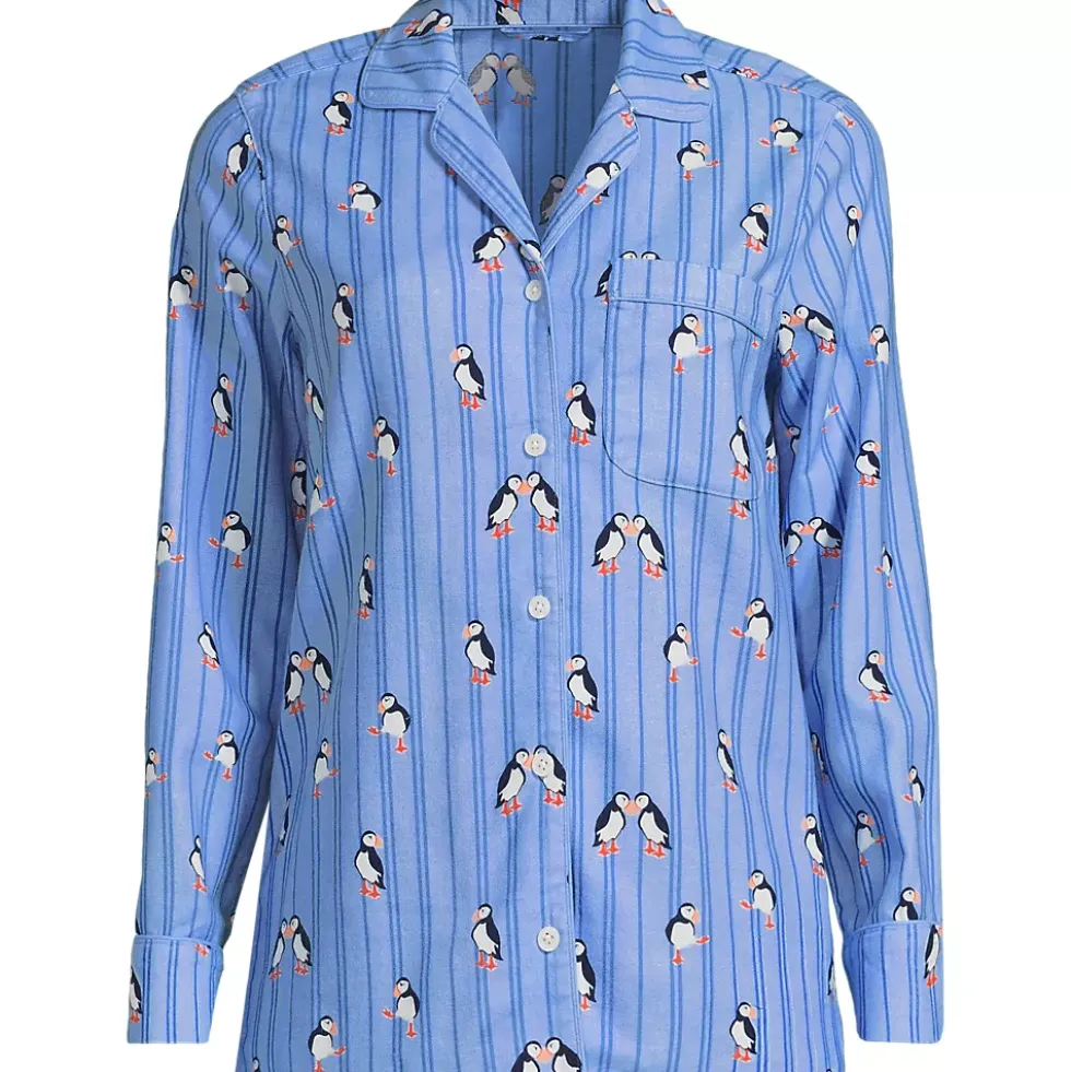 Women's Long Sleeve Print Flannel Pajama Top