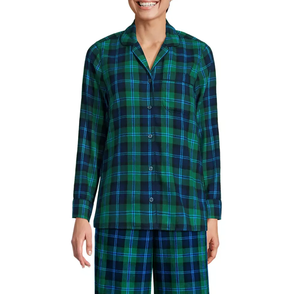 Women's Long Sleeve Print Flannel Pajama Top