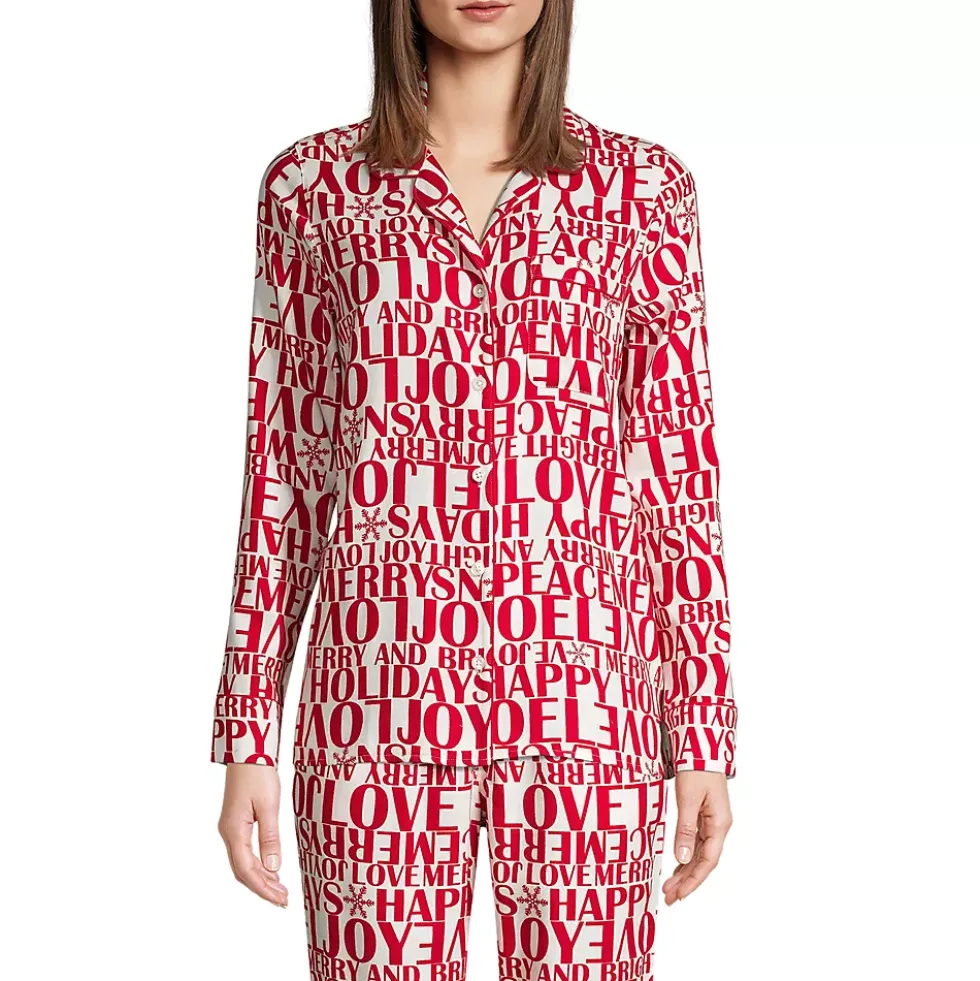 Women's Long Sleeve Print Flannel Pajama Top