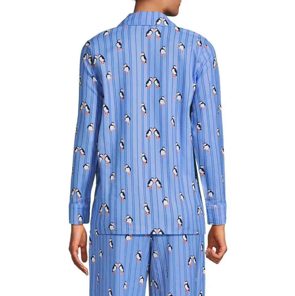 Women's Long Sleeve Print Flannel Pajama Top