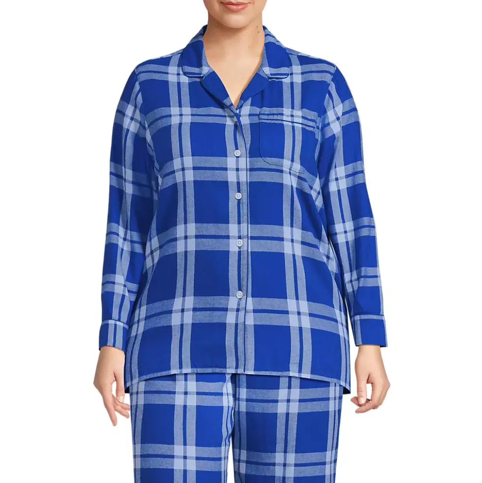 Women's Long Sleeve Print Flannel Pajama Top