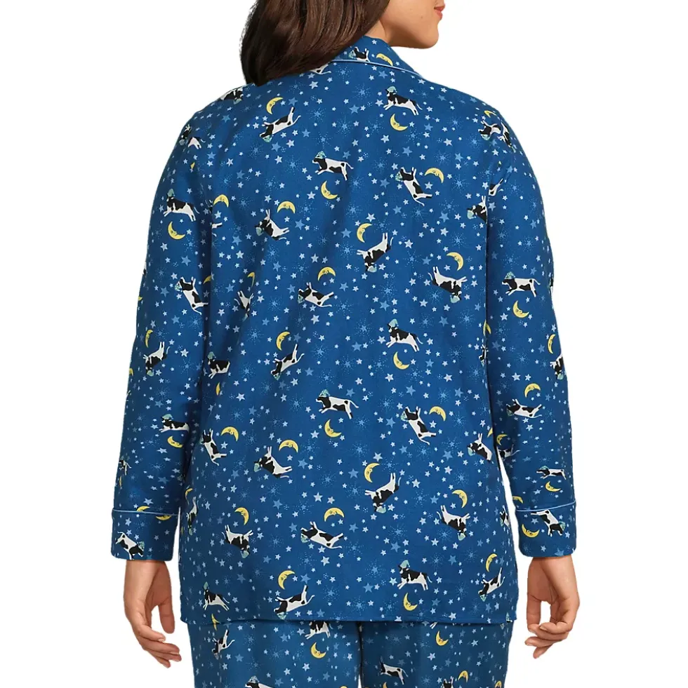 Women's Long Sleeve Print Flannel Pajama Top