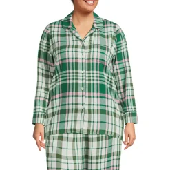 Women's Long Sleeve Print Flannel Pajama Top