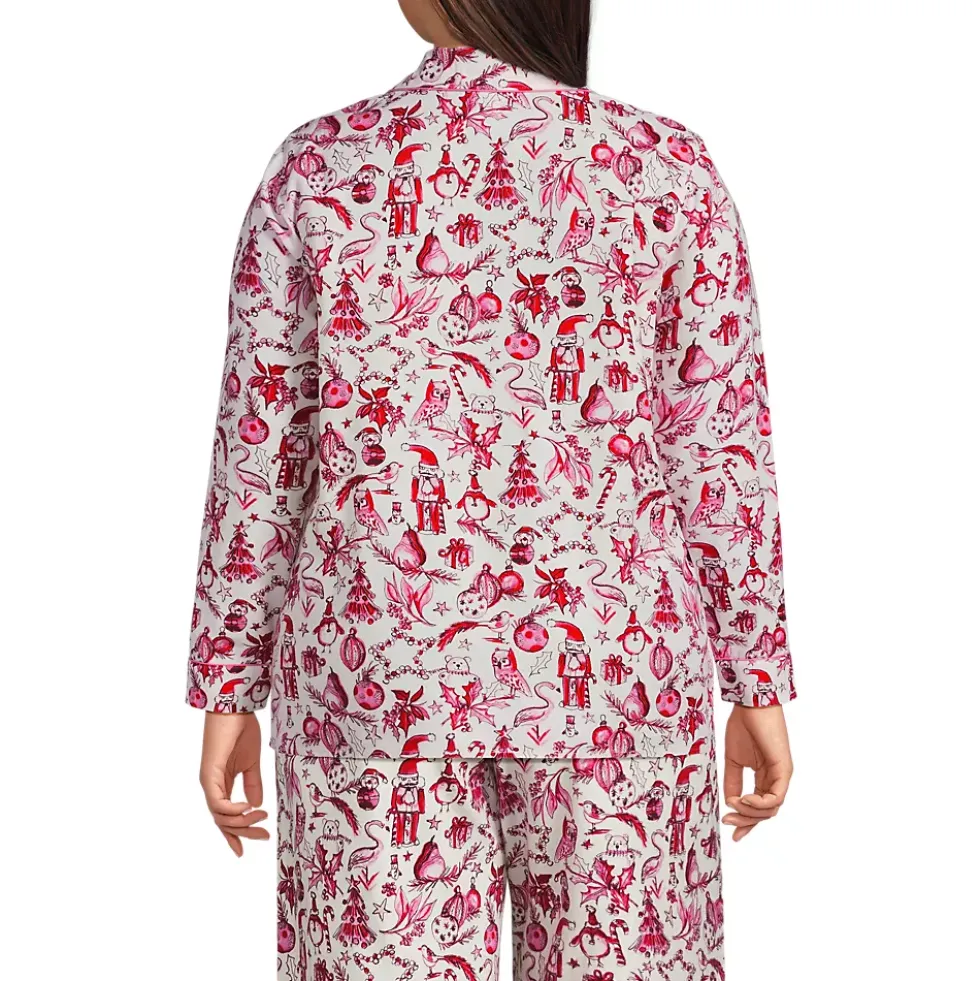 Women's Long Sleeve Print Flannel Pajama Top