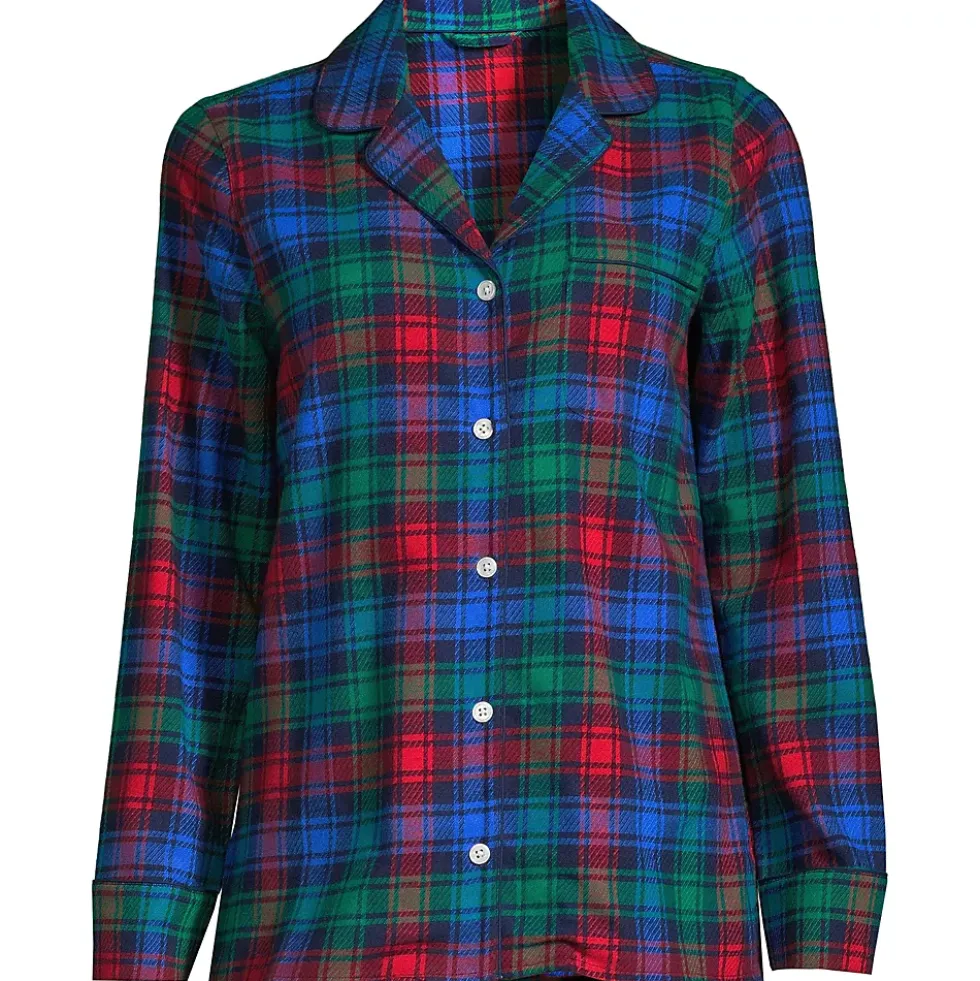 Women's Long Sleeve Print Flannel Pajama Top