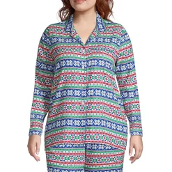 Women's Long Sleeve Print Flannel Pajama Top