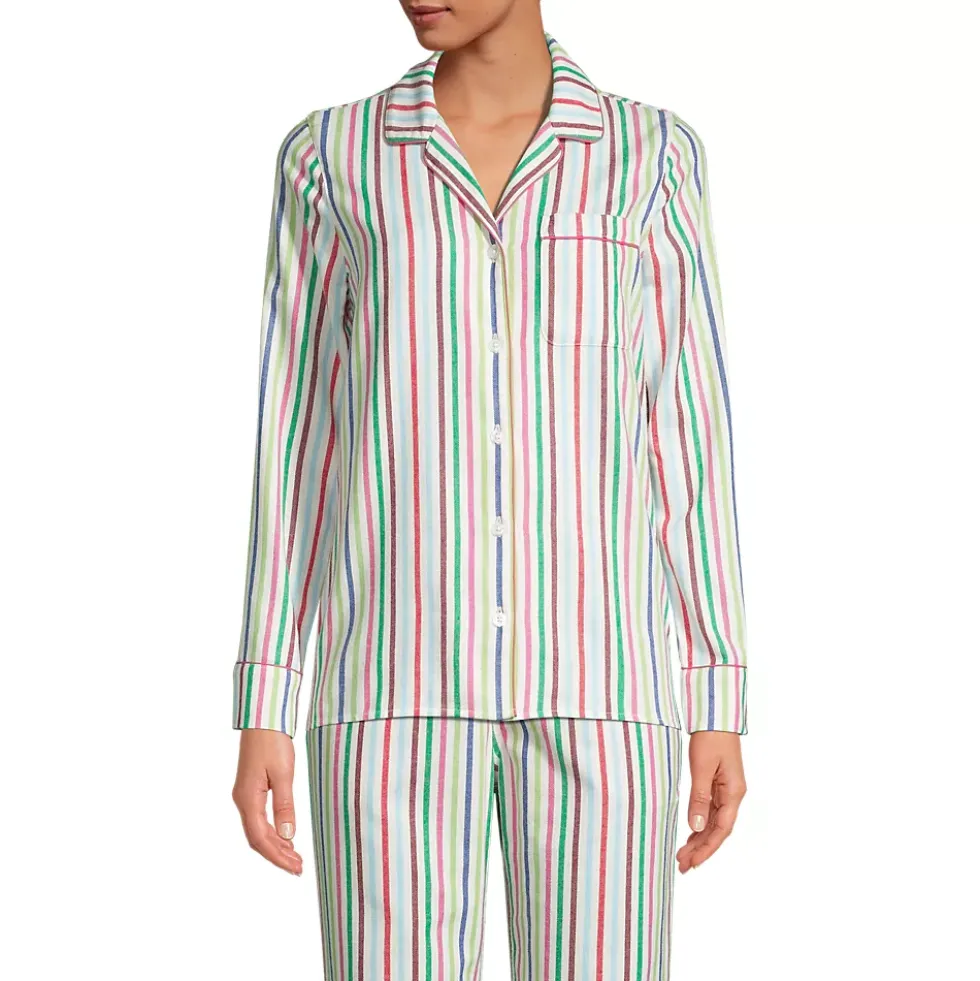 Women's Long Sleeve Print Flannel Pajama Top
