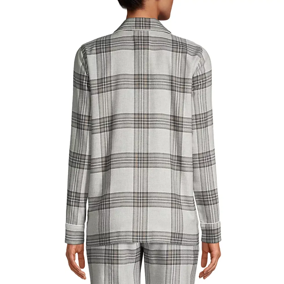 Women's Long Sleeve Print Flannel Pajama Top