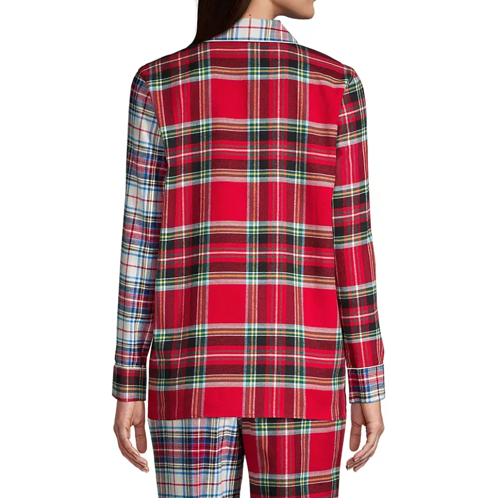 Women's Long Sleeve Print Flannel Pajama Top