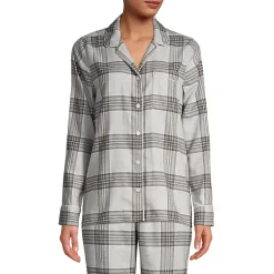 Women's Long Sleeve Print Flannel Pajama Top