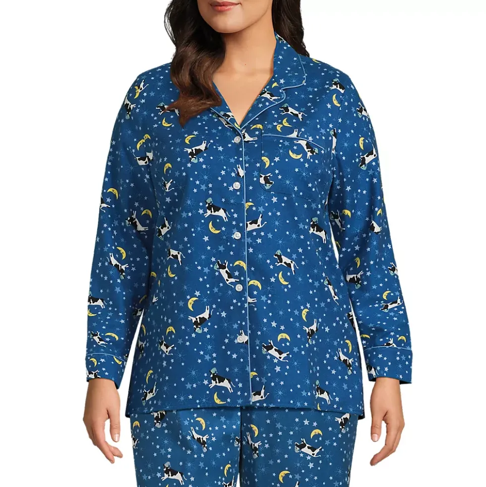 Women's Long Sleeve Print Flannel Pajama Top